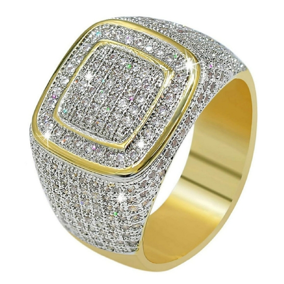 Luxury Style ICED Statement Ring 18k Gold ... - Picture 12 of 14
